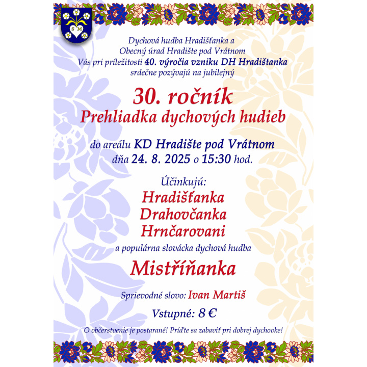 Menšia fotka pre článok Prehliadka dychových hudieb v Hradišti pod Vrátnom